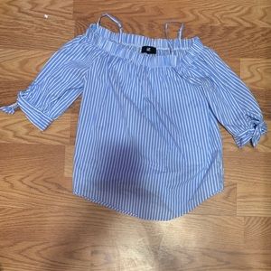Off the shoulder striped shirt